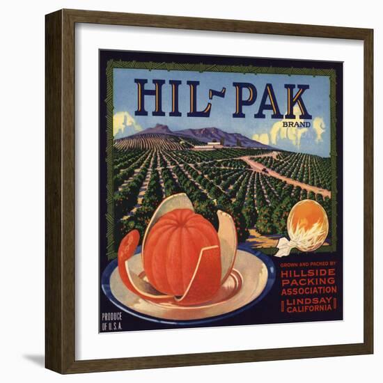 Hil Pak Brand - Lindsay, California - Citrus Crate Label-Lantern Press-Framed Art Print