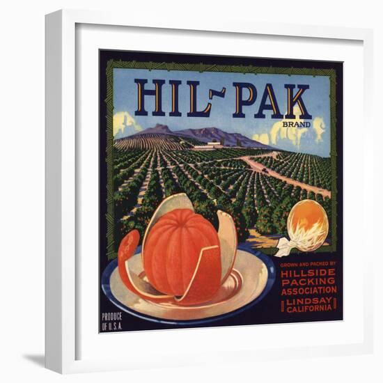 Hil Pak Brand - Lindsay, California - Citrus Crate Label-Lantern Press-Framed Art Print