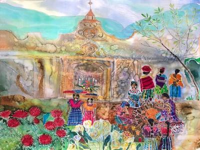 Guatemalan shrine, 2021 (Dyes on silk )