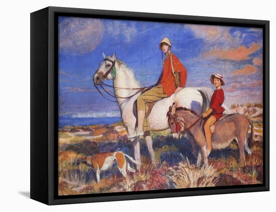 Hilda and Mary at Studland Bay, Dorset-George Spencer Watson-Framed Stretched Canvas