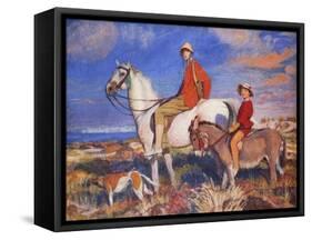 Hilda and Mary at Studland Bay, Dorset-George Spencer Watson-Framed Stretched Canvas