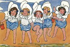 Girls Padding in the Sea-Hilda Dix Sandford-Stretched Canvas