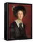 Hilda in a Black Hat, 1909 (Oil on Canvas)-George Spencer Watson-Framed Stretched Canvas