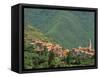 Hill Town View, Molini di Triora, Riviera di Ponente, Liguria, Italy-Walter Bibikow-Framed Stretched Canvas