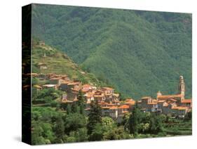 Hill Town View, Molini di Triora, Riviera di Ponente, Liguria, Italy-Walter Bibikow-Stretched Canvas