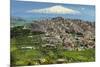 Hill Town with Backdrop of Snowy Volcano Mount Etna, Gangi, Palermo Province-Rob Francis-Mounted Photographic Print