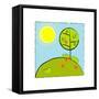 Hill Tree Sun-null-Framed Stretched Canvas