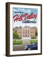Hill Valley California Retro Travel Plastic Sign-null-Framed Art Print
