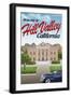 Hill Valley California Retro Travel Plastic Sign-null-Framed Art Print