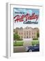 Hill Valley California Retro Travel Plastic Sign-null-Framed Art Print