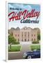 Hill Valley California Retro Travel Poster-null-Framed Premium Giclee Print