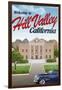 Hill Valley California Retro Travel Poster-null-Framed Premium Giclee Print