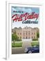 Hill Valley California Retro Travel Poster-null-Framed Art Print