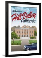 Hill Valley California Retro Travel Poster-null-Framed Art Print