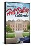 Hill Valley California Retro Travel Poster-null-Framed Stretched Canvas