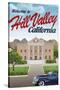 Hill Valley California Retro Travel Poster-null-Stretched Canvas
