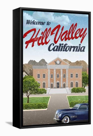 Hill Valley California Retro Travel Poster-null-Framed Stretched Canvas