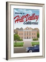 Hill Valley California Retro Travel Poster-null-Framed Art Print