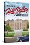 Hill Valley California Retro Travel Poster-null-Stretched Canvas