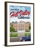 Hill Valley California Retro Travel Poster-null-Framed Art Print