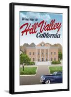 Hill Valley California Retro Travel Poster-null-Framed Art Print