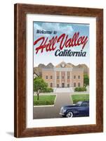 Hill Valley California Retro Travel-null-Framed Art Print