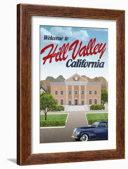 Hill Valley California Retro Travel-null-Framed Art Print