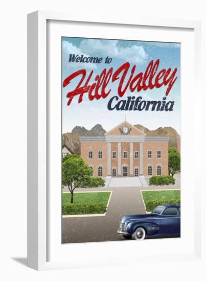 Hill Valley California Retro Travel-null-Framed Art Print