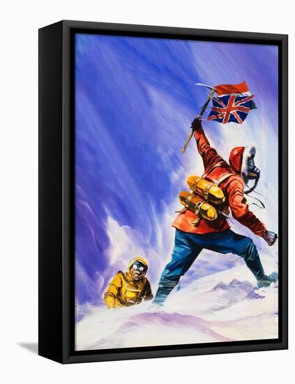 Hillard and Tensing on Top of Mount Everest-null-Framed Stretched Canvas