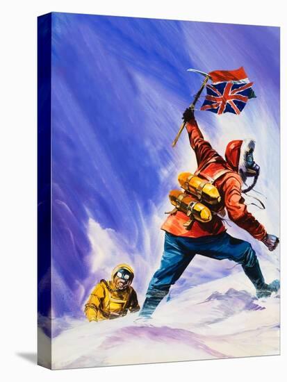 Hillard and Tensing on Top of Mount Everest-null-Stretched Canvas