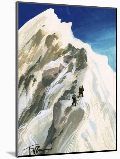 Hillary and Tensing Hack Their Way a Step at a Time Along a Ridge-Ferdinando Tacconi-Mounted Giclee Print