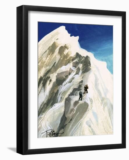 Hillary and Tensing Hack Their Way a Step at a Time Along a Ridge-Ferdinando Tacconi-Framed Giclee Print