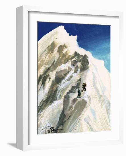 Hillary and Tensing Hack Their Way a Step at a Time Along a Ridge-Ferdinando Tacconi-Framed Giclee Print