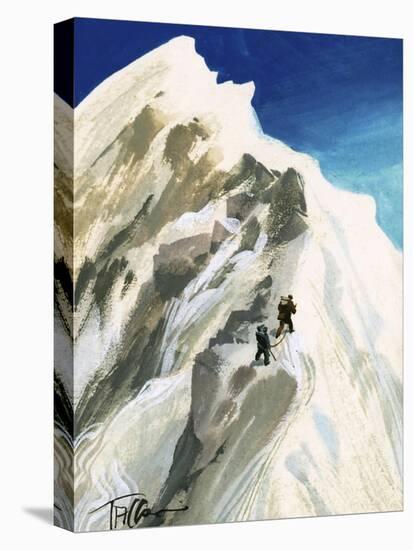 Hillary and Tensing Hack Their Way a Step at a Time Along a Ridge-Ferdinando Tacconi-Stretched Canvas