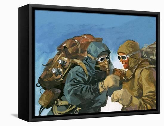 Hillary and Tensing Prepare to Assault the Final Ridge-Ferdinando Tacconi-Framed Stretched Canvas