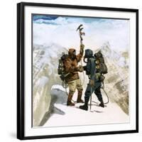 Hillary and Tensing Reach the Summit of Mount Everest-Ferdinando Tacconi-Framed Giclee Print