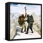 Hillary and Tensing Reach the Summit of Mount Everest-Ferdinando Tacconi-Framed Stretched Canvas