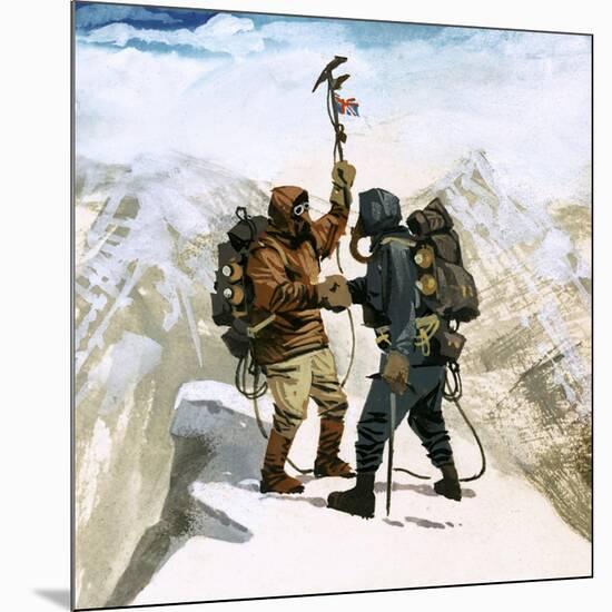 Hillary and Tensing Reach the Summit of Mount Everest-Ferdinando Tacconi-Mounted Giclee Print