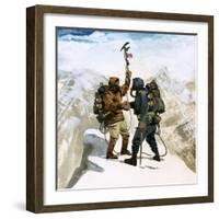 Hillary and Tensing Reach the Summit of Mount Everest-Ferdinando Tacconi-Framed Giclee Print