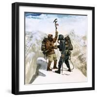 Hillary and Tensing Reach the Summit of Mount Everest-Ferdinando Tacconi-Framed Giclee Print