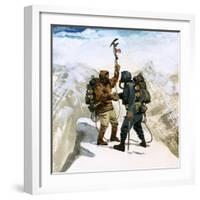 Hillary and Tensing Reach the Summit of Mount Everest-Ferdinando Tacconi-Framed Giclee Print