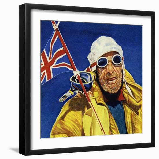 Hillary and Tenzing Reached the Summit of Everest and Planet the Union Jack-null-Framed Giclee Print