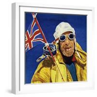 Hillary and Tenzing Reached the Summit of Everest and Planet the Union Jack-null-Framed Giclee Print