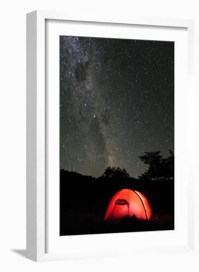 Hilleberg Tent under the Night Sky, Patagonia, Aysen, Chile-Fredrik Norrsell-Framed Photographic Print