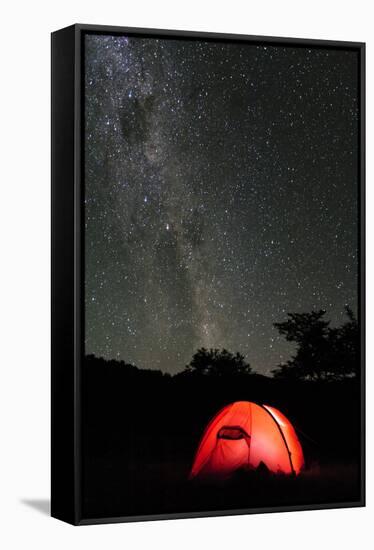Hilleberg Tent under the Night Sky, Patagonia, Aysen, Chile-Fredrik Norrsell-Framed Stretched Canvas