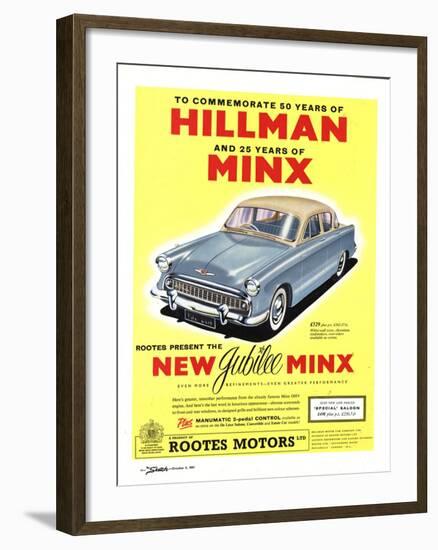 Hillman, Jubilee Edition Hillman Minx Cars, UK, 1950-null-Framed Giclee Print