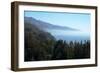 Hills and forest with misty coastline beyond, Big Sur, California, United States of America-Ethel Davies-Framed Photographic Print