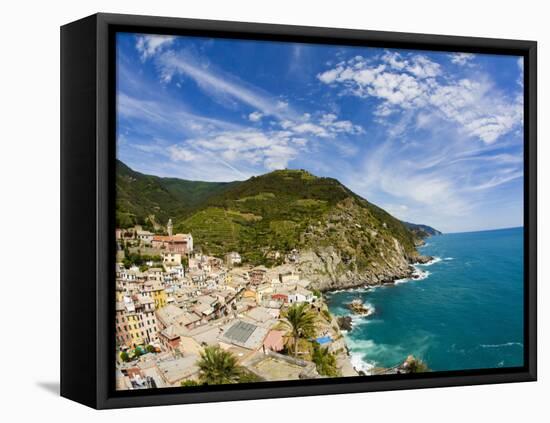 Hillside Town of Vernazza, Cinque Terre, Italy-Terry Eggers-Framed Stretched Canvas