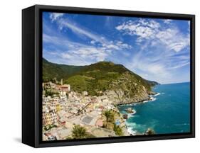 Hillside Town of Vernazza, Cinque Terre, Italy-Terry Eggers-Framed Stretched Canvas