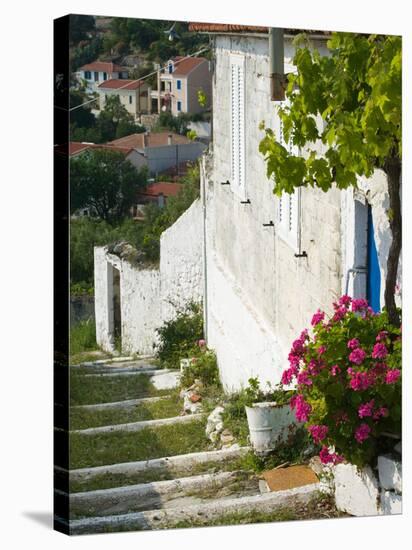 Hillside Vacation Villa Detail, Assos, Kefalonia, Ionian Islands, Greece-Walter Bibikow-Stretched Canvas